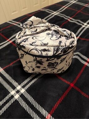 Cream Floral Train Case with Black Botanical Print